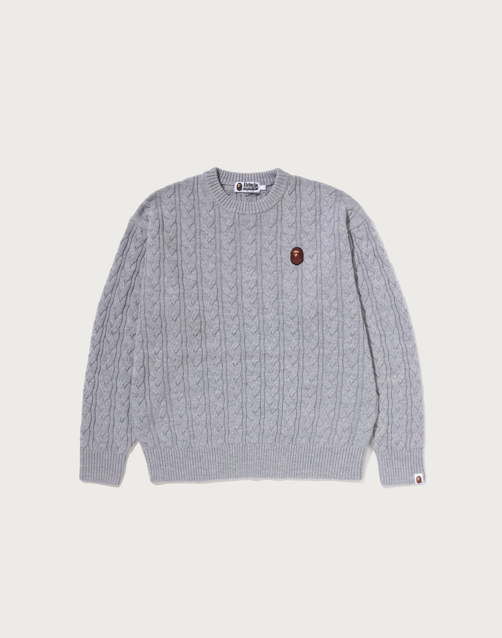 ONE POINT CABLE KNIT CREWNECK SWEATSHIRT MENS