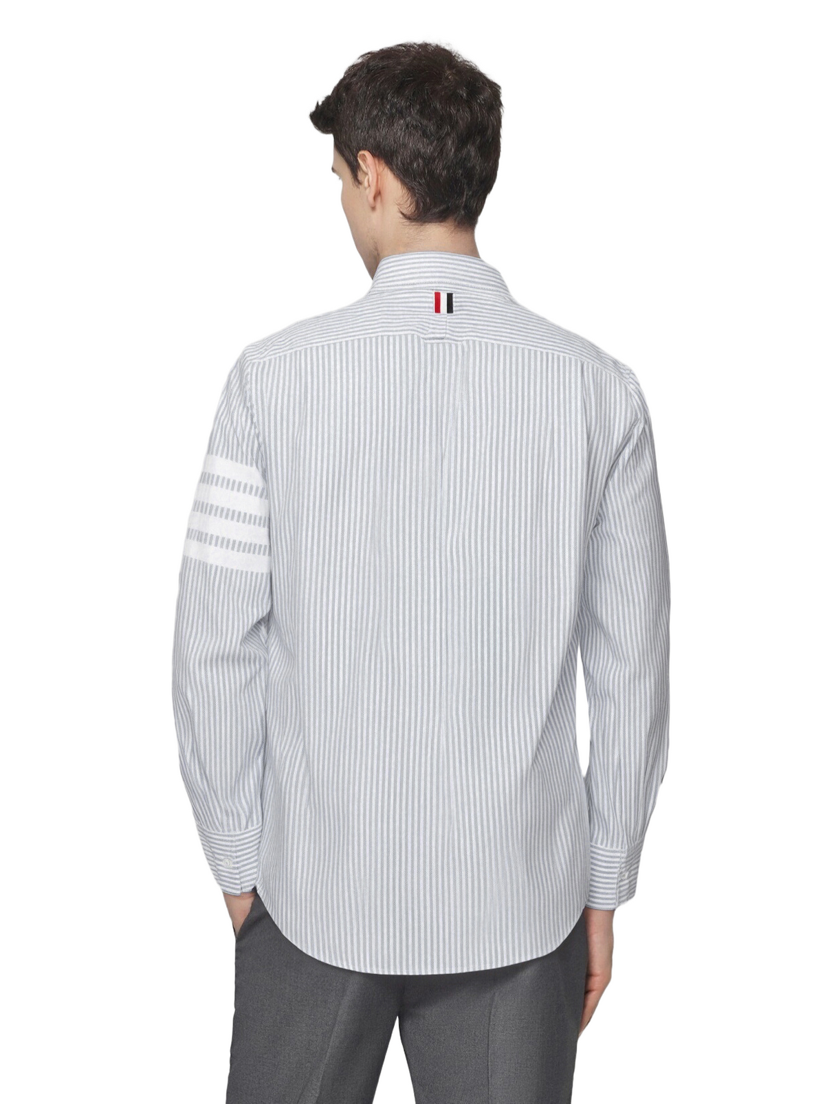 Men's Striped Long-Sleeve Shirt — Classic Button Collar | Thom Browne