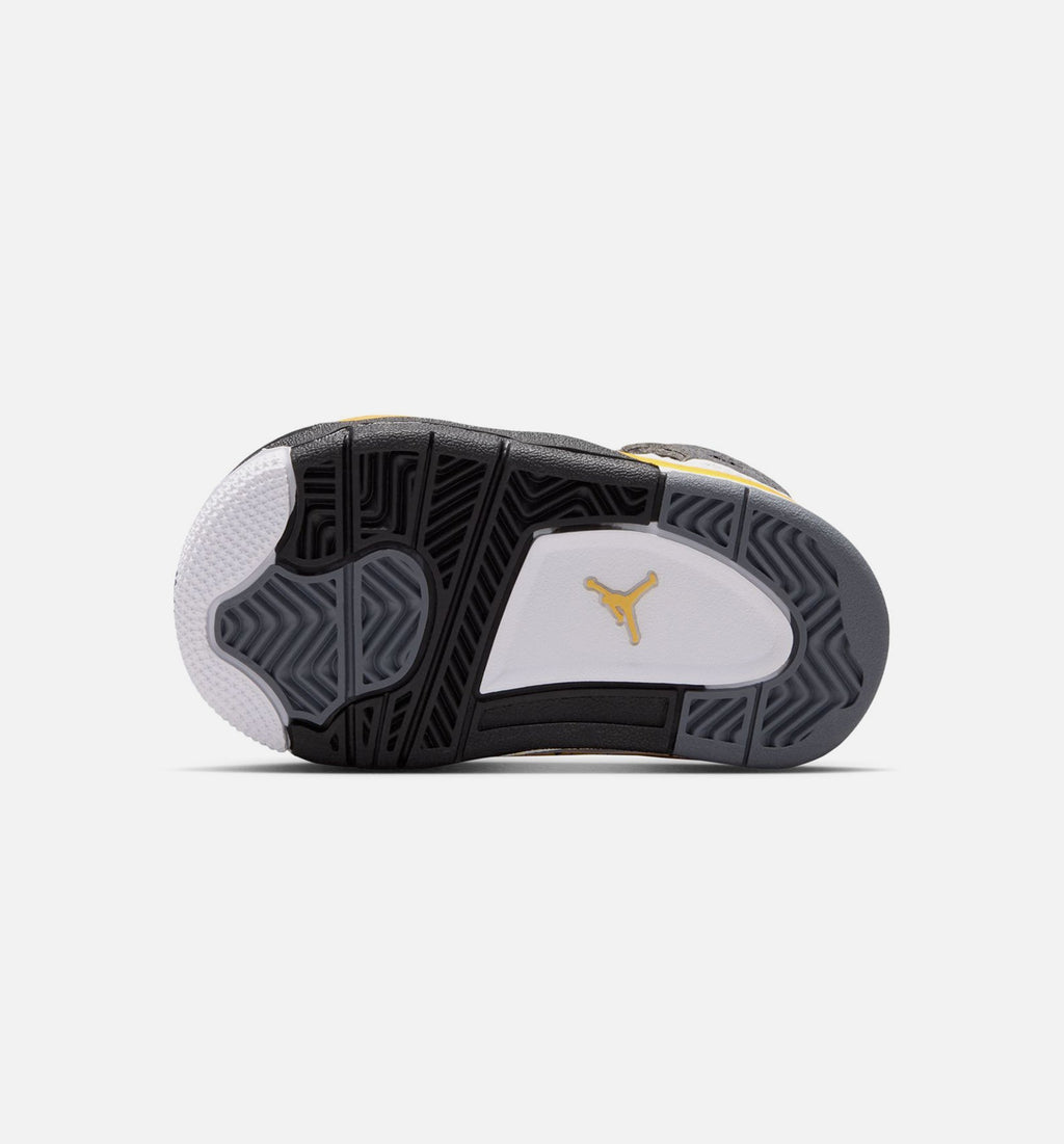 Air Jordan 4 Retro Rare Air Tour Yellow Infant/Toddler Lifestyle Shoes - White/Dark Blue Grey/Black/Tour Yellow