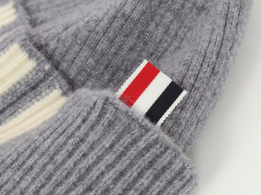 Four stripes scarf hat autumn and winter
