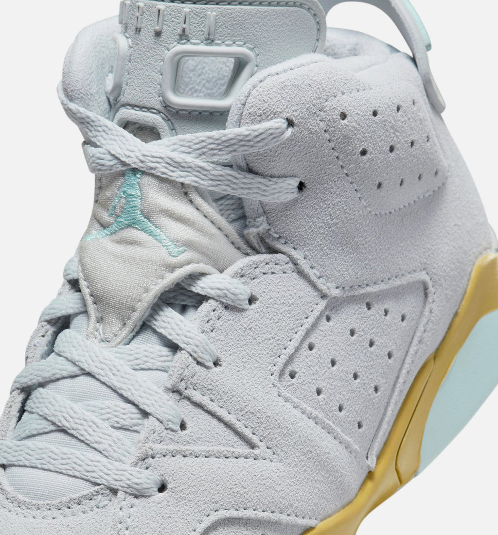 Air Jordan 6 Retro Pearl Preschool Lifestyle Shoe – Pure Platinum/Glacier Blue/Metallic Gold