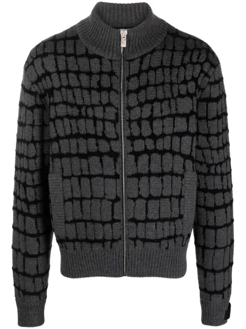 Versace crocodile-jacquard zip-up sweatshirt