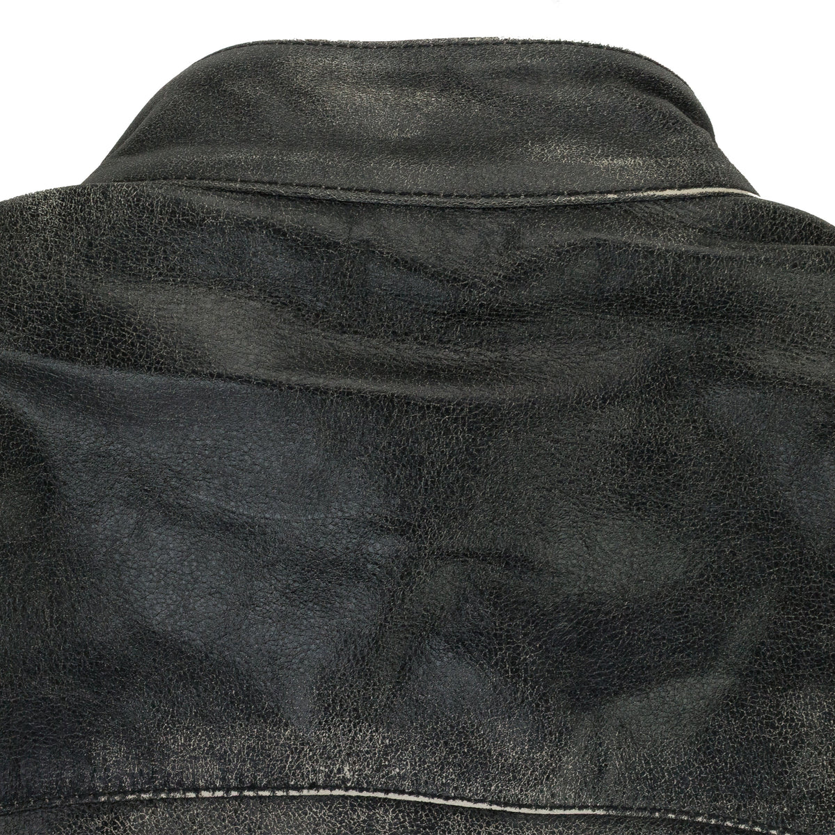 BLACK DISTRESSED BIKER LEATHER JACKET