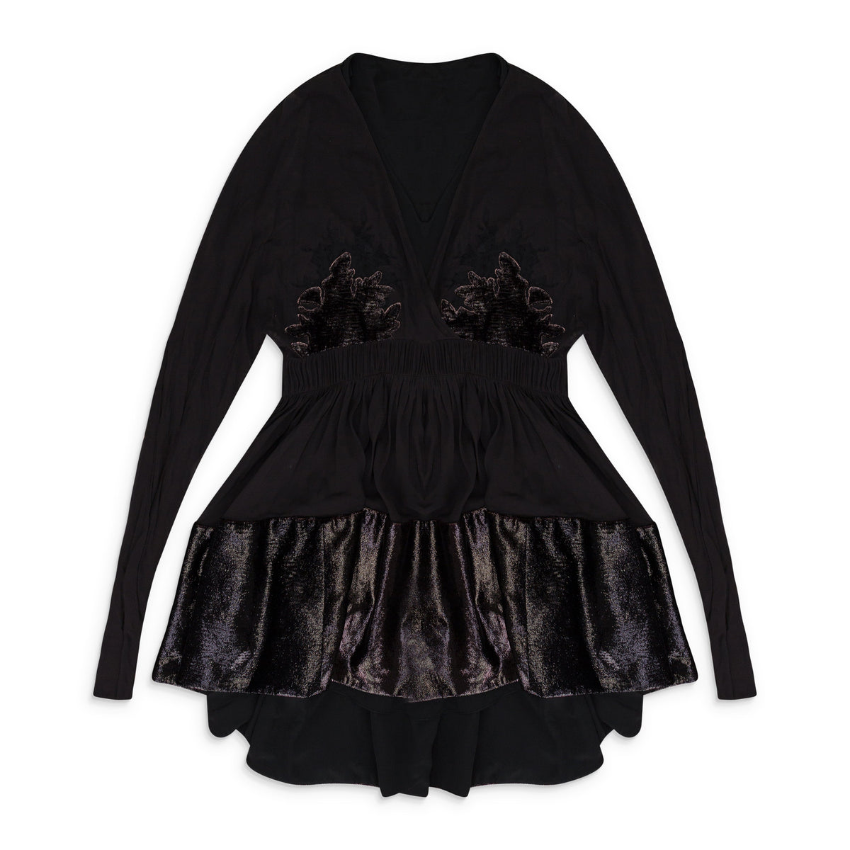 BROWN LACE V NECK FLARE SHORT DRESS