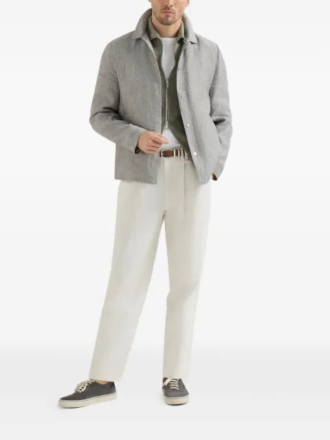Brunello Cucinelli cotton half English rib cardigan with zipper