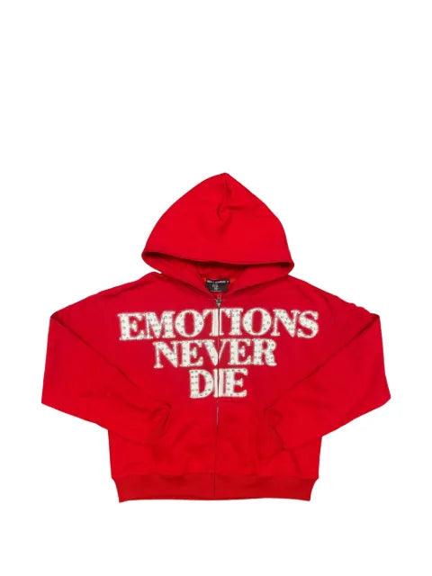 Mixed Emotion rhinestone-embellished zip-up hoodie