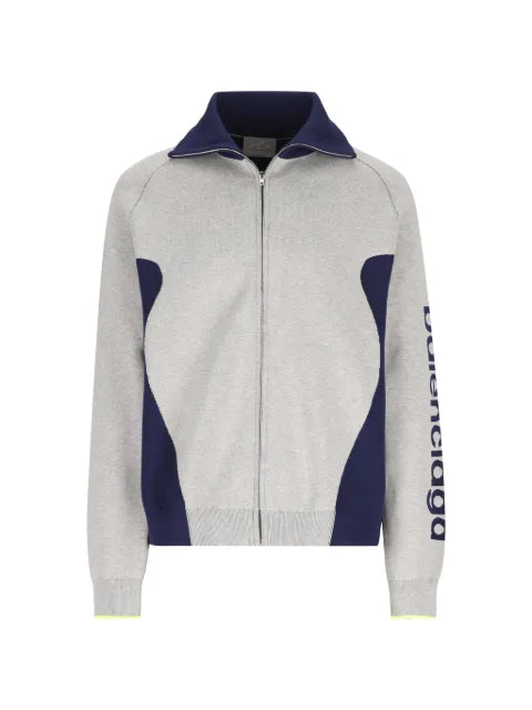 Balenciaga bodies knitted zip-up cardigan in grey/navy