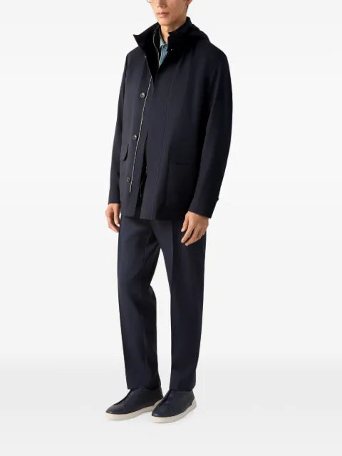 Zegna navy blue microfiber Motorin 300cc car coat
