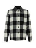 Givenchy checked overshirt in wool with leather collar