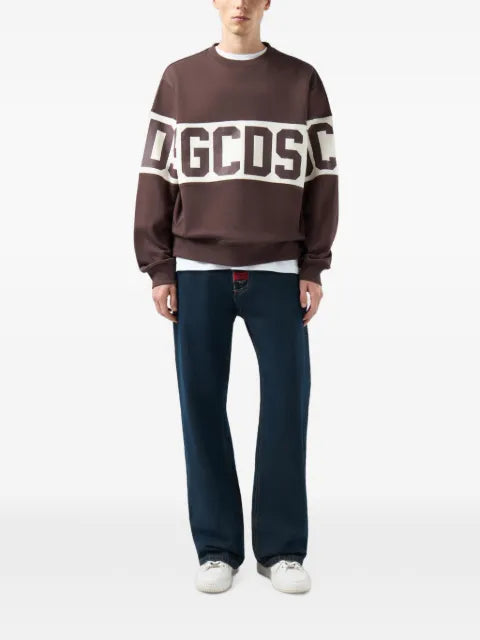 GCDS logo-intarsia crew-neck sweatshirt