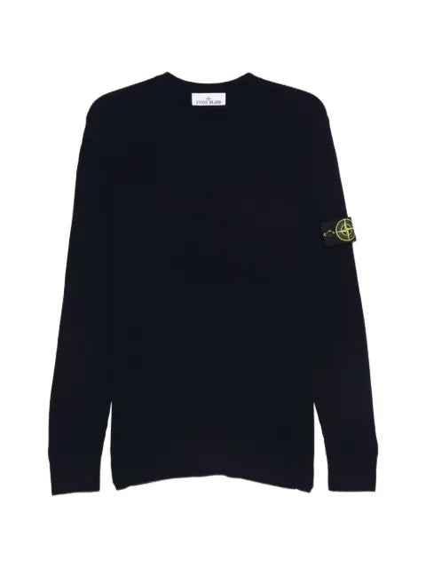 Stone Island 5100053 full-rib RWS-wool crewneck sweater with ribbed trims