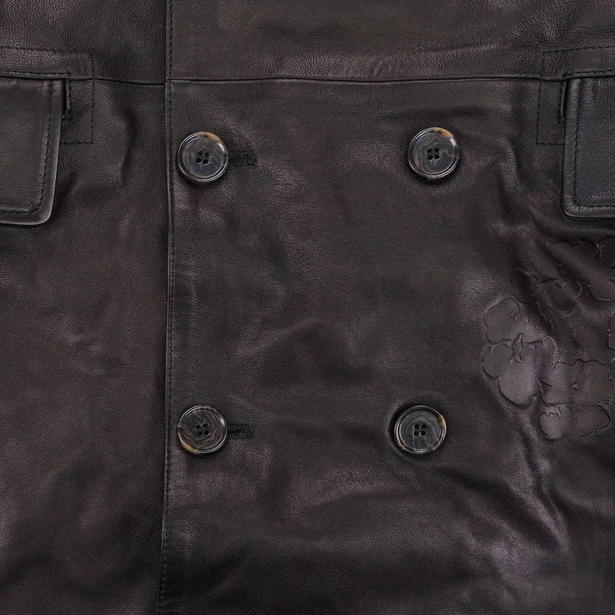 Black Oakland Wreath Winter Leather Coat