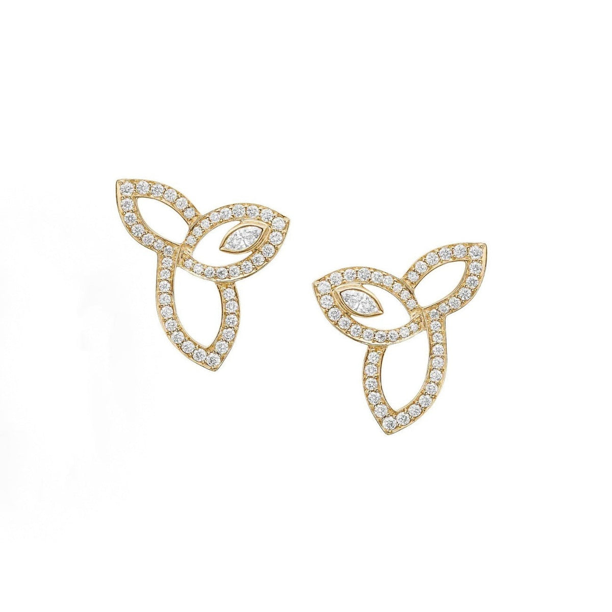 Harry Winston Style Three-Leaf Clover Cubic Zirconia White-Gold-Plated Necklace