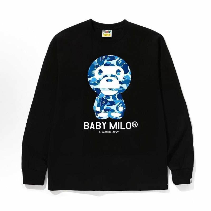 Bape Baby Milo Camo Ape Head Graphic Oversized Long Sleeve Tee Street
