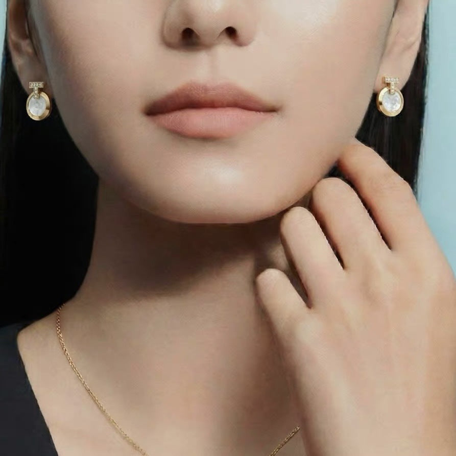 Tiffany Style T Motif Cubic Zirconia Earrings