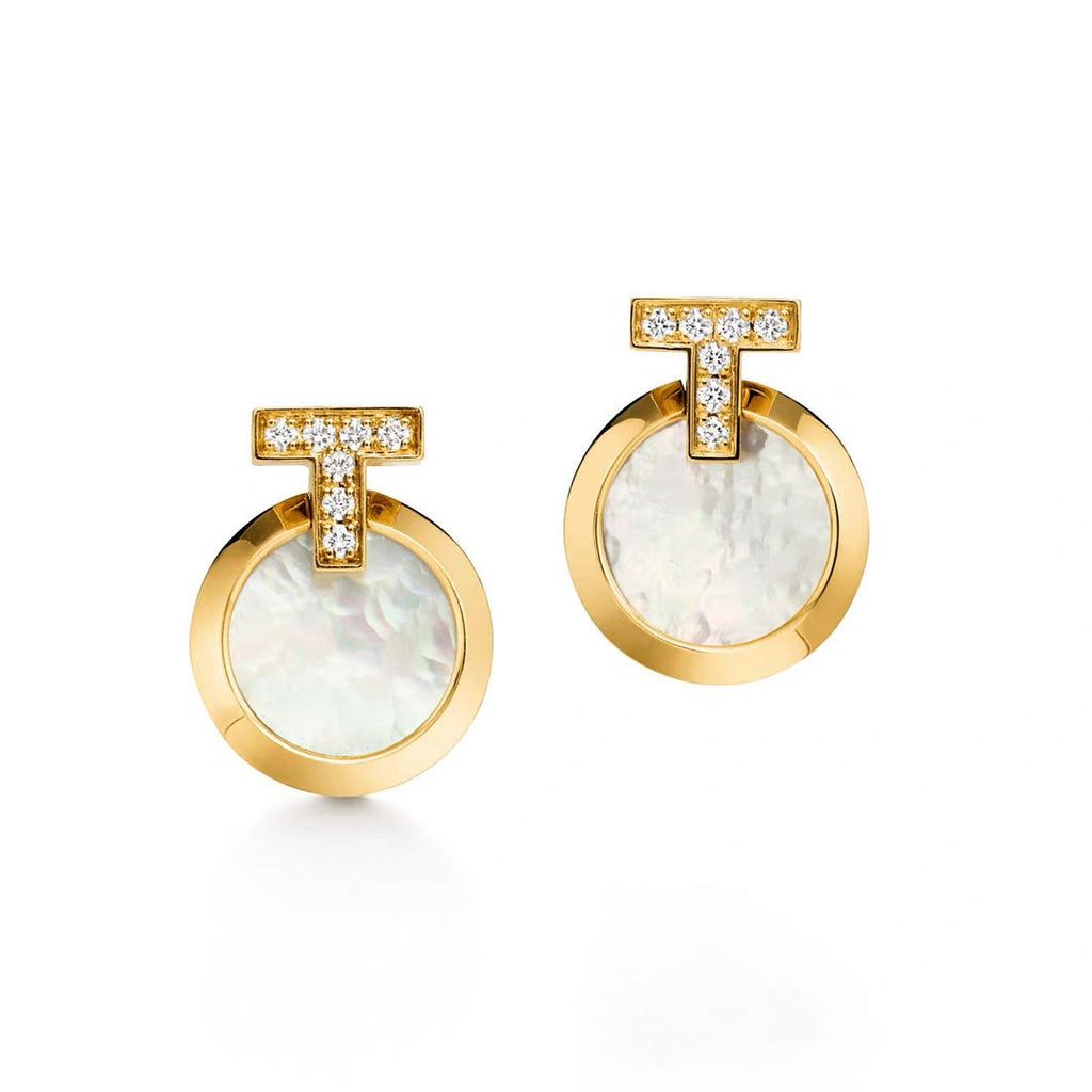 Tiffany Style T Motif Cubic Zirconia Earrings