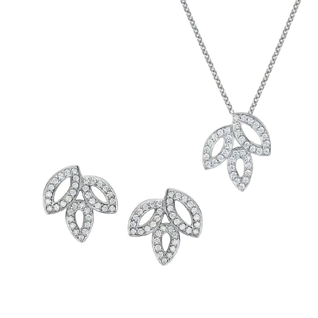 Harry Winston Style Three-Leaf Clover Cubic Zirconia 18K Gold-Plated Earrings