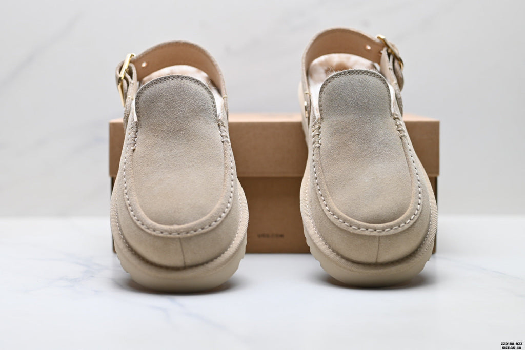UGG Golden Family Shearling Buckle Clogs