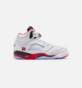 Air Jordan 5 Retro Fire Red Grade School Shoe - White/Fire Red/Black