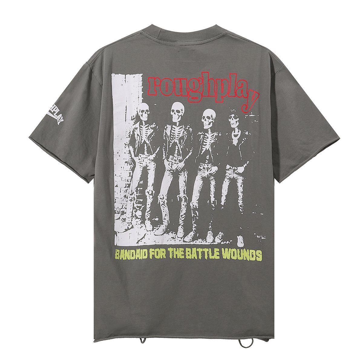 Rough Play Skeleton Rhinestone Distressed T-Shirt