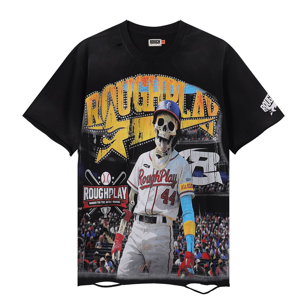 Rough Play Skeleton Baseball Graphic T-Shirt