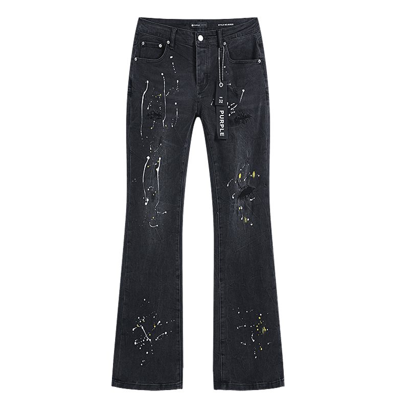 Purple Brand Paint-Splatter Distressed Black Jeans