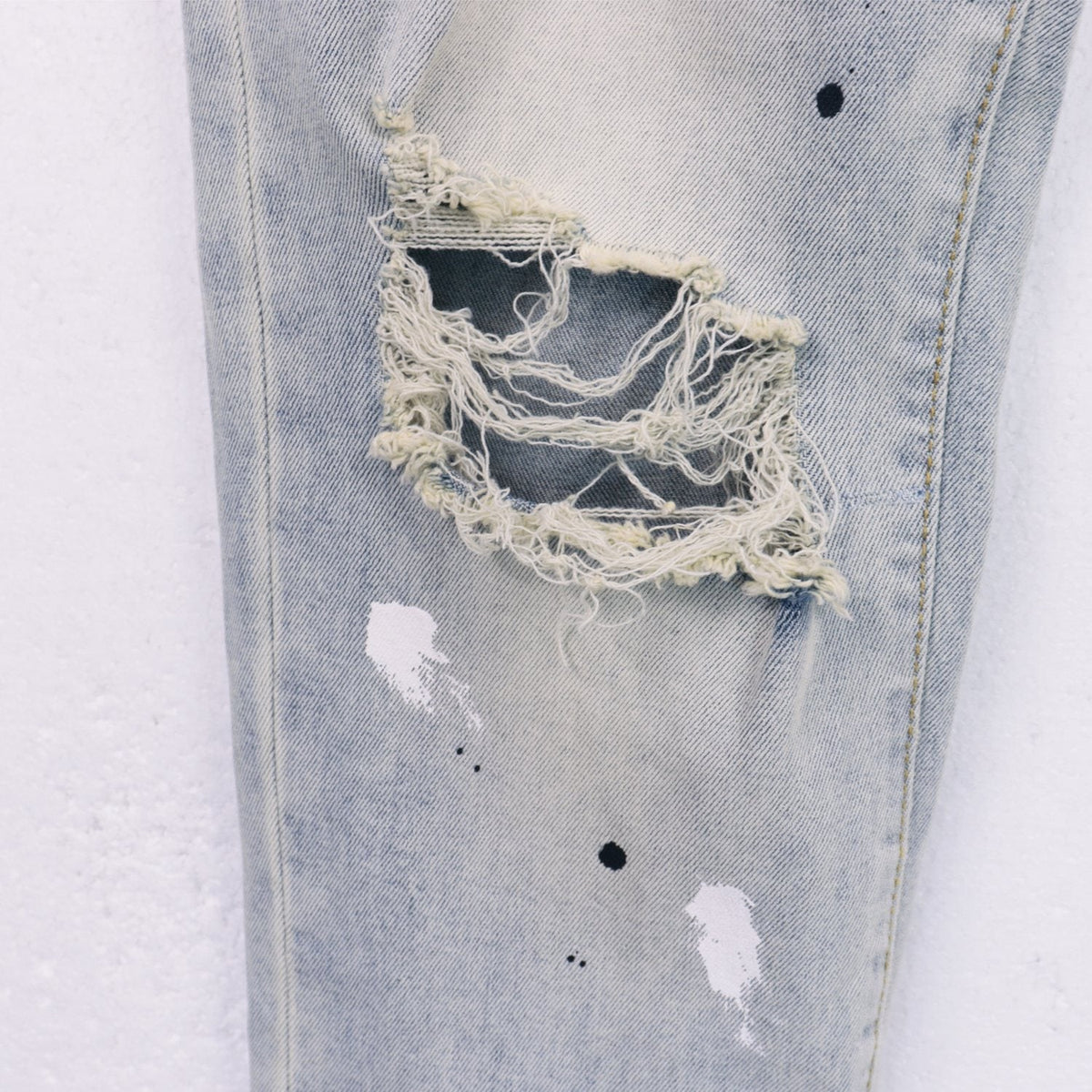 Purple Brand Light Blue Distressed Paint Splatter Jeans