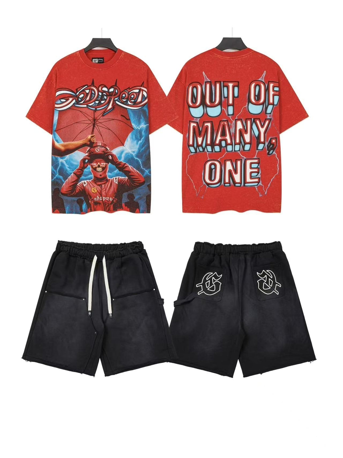Godspeed Space Basketball Out Of Many One T-Shirt & Shorts Set