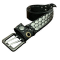 KMRii Honeycomb Studded Vintage Punk Leather Belt Unisex