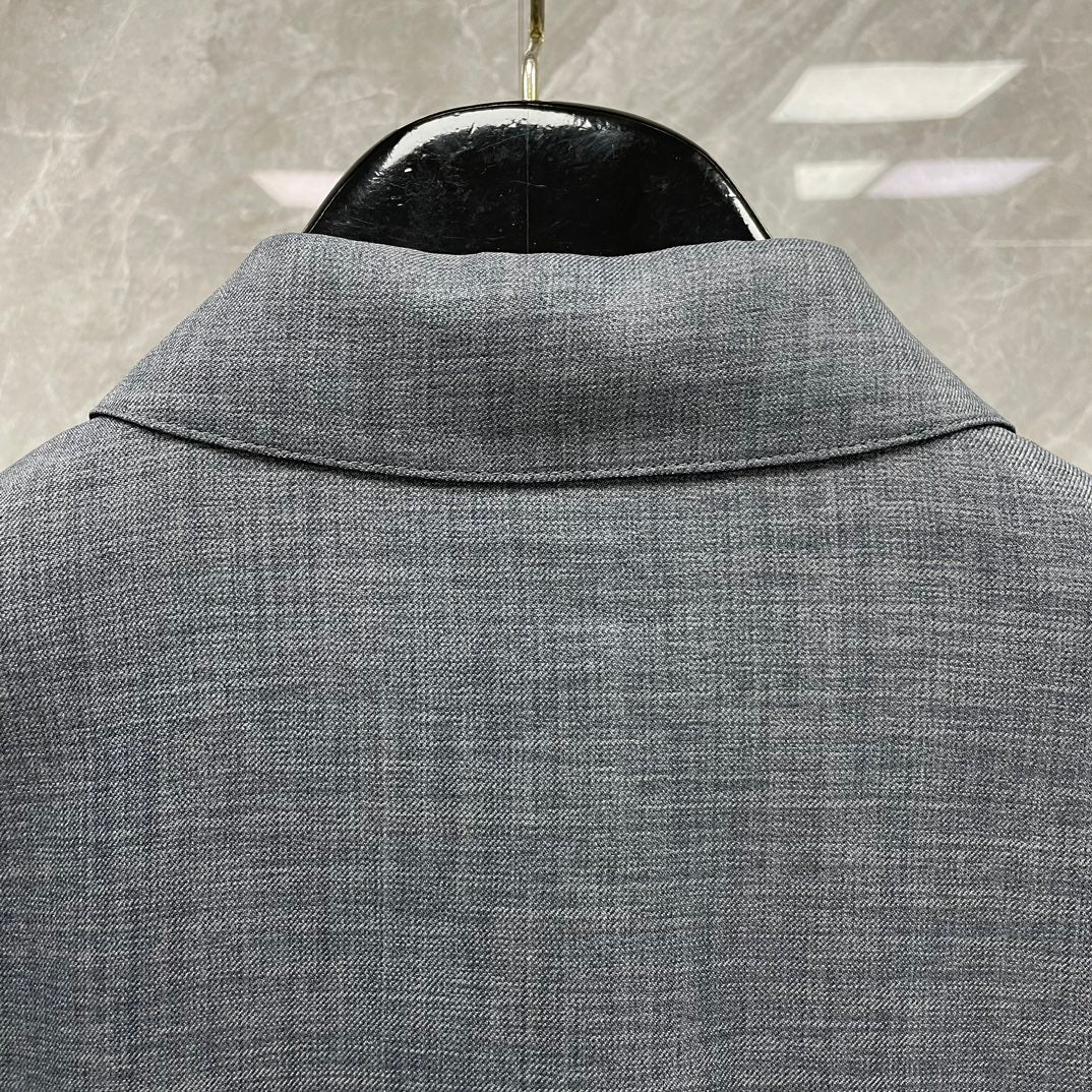 Men's 4 - Bar Casual Jacket with Signature Grosgrain Detail | Thom Browne