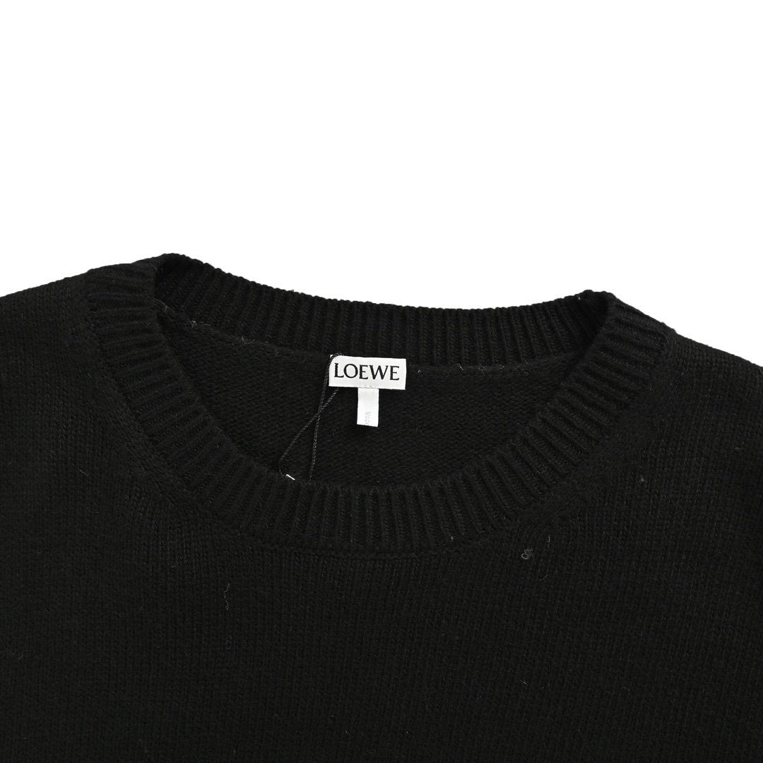 Loewe Anagram Logo Embroidered Wool Sweater In Black