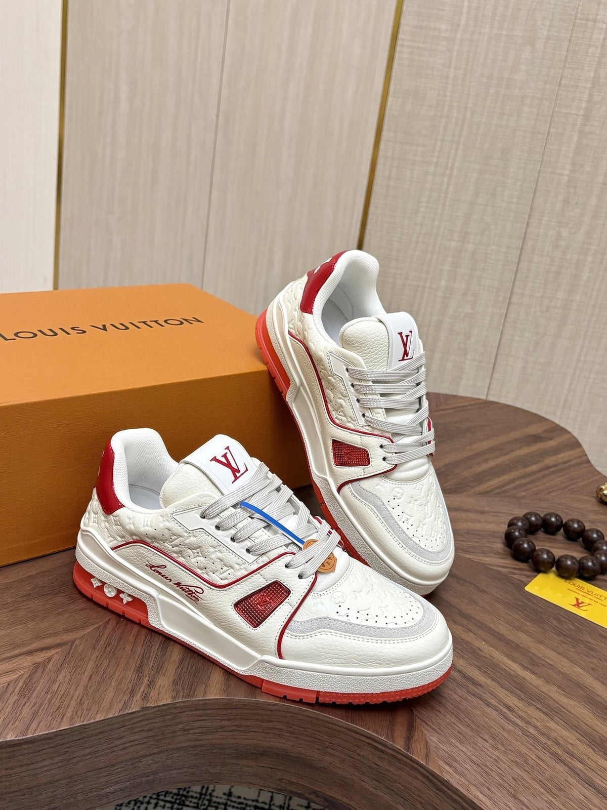 Louis Vuitton Red and Blue Accent Sneakers