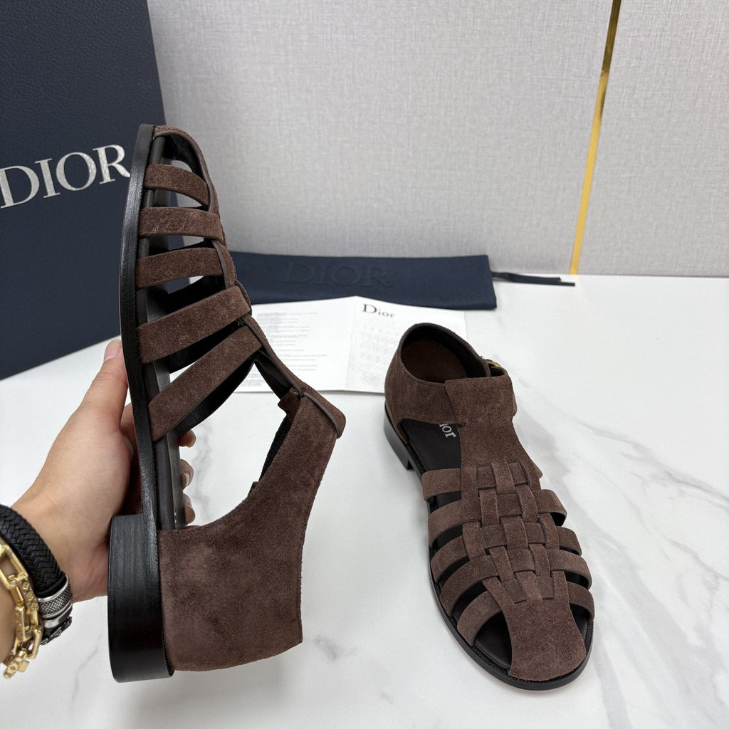 Dior Brown Woven Fisherman Sandals