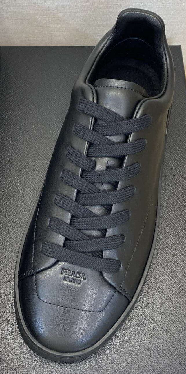 Prada Men's Black Lace-Up Low-Top Sneakers