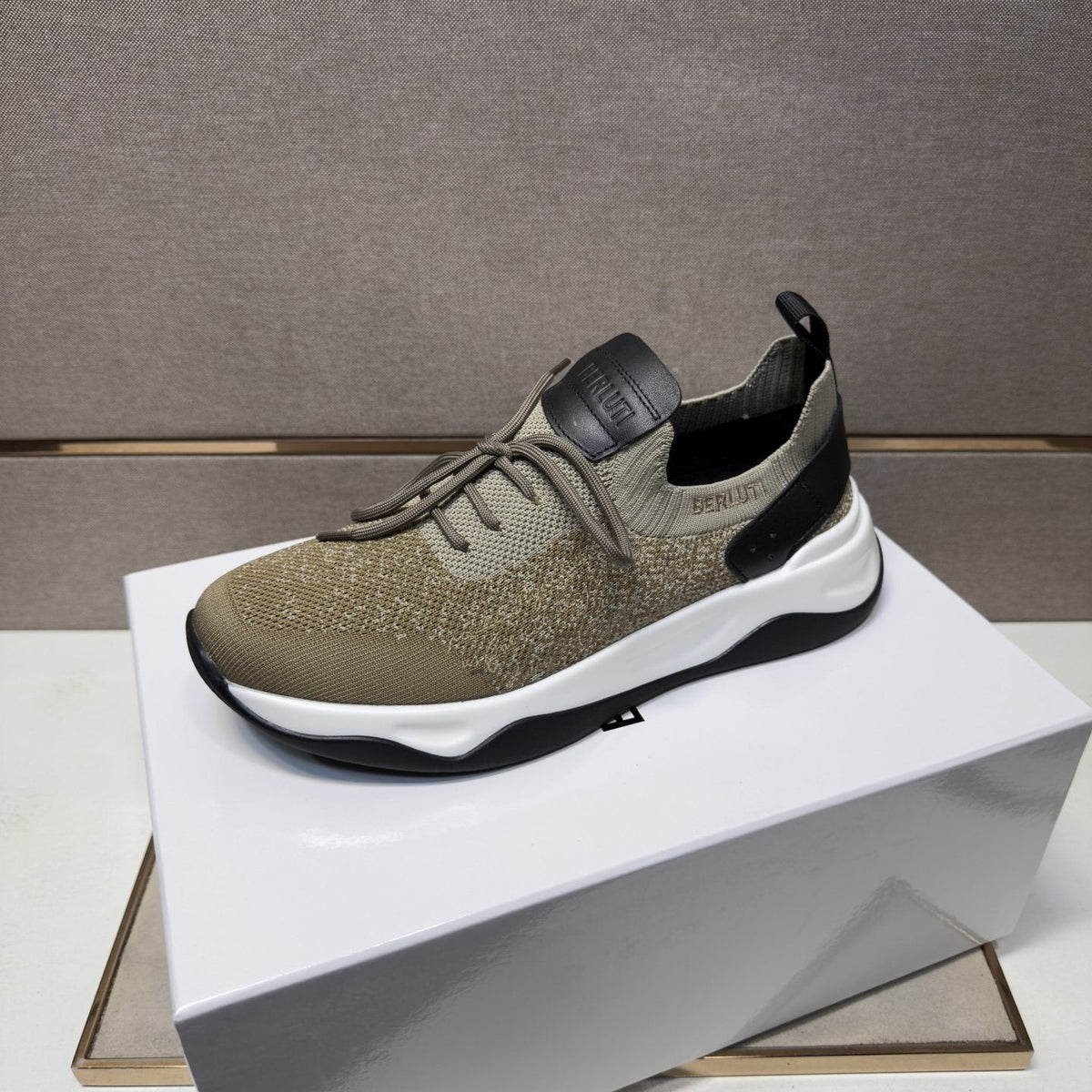 Berluti Olive Taupe Lace-Up Sneakers