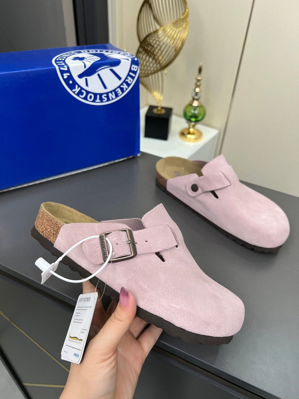 Birkenstock Light Pink Buckle Clogs