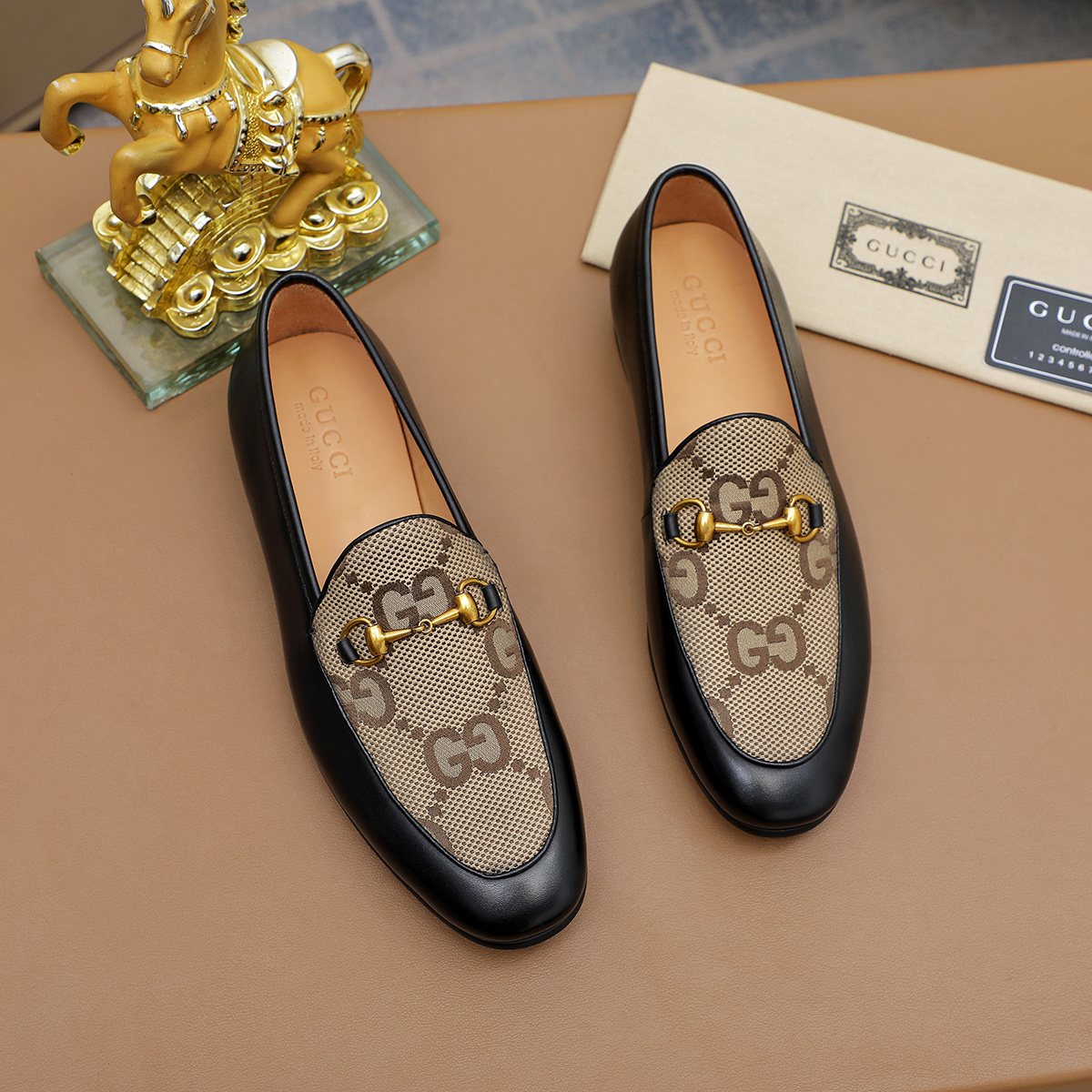 Gucci Patterned Horsebit Loafers