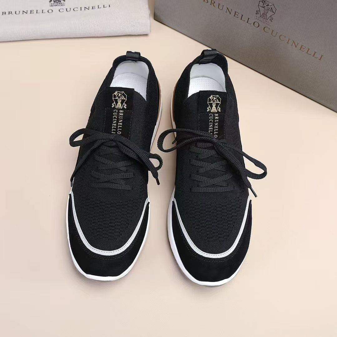 Brunello Cucinelli Black Lace-Up Sneakers