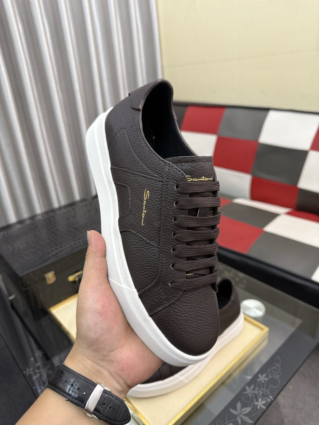 Santoni Men's Textured Low-Top Sneakers