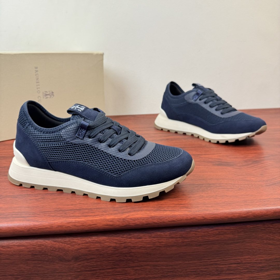 Brunello Cucinelli Mesh and Suede Sneakers