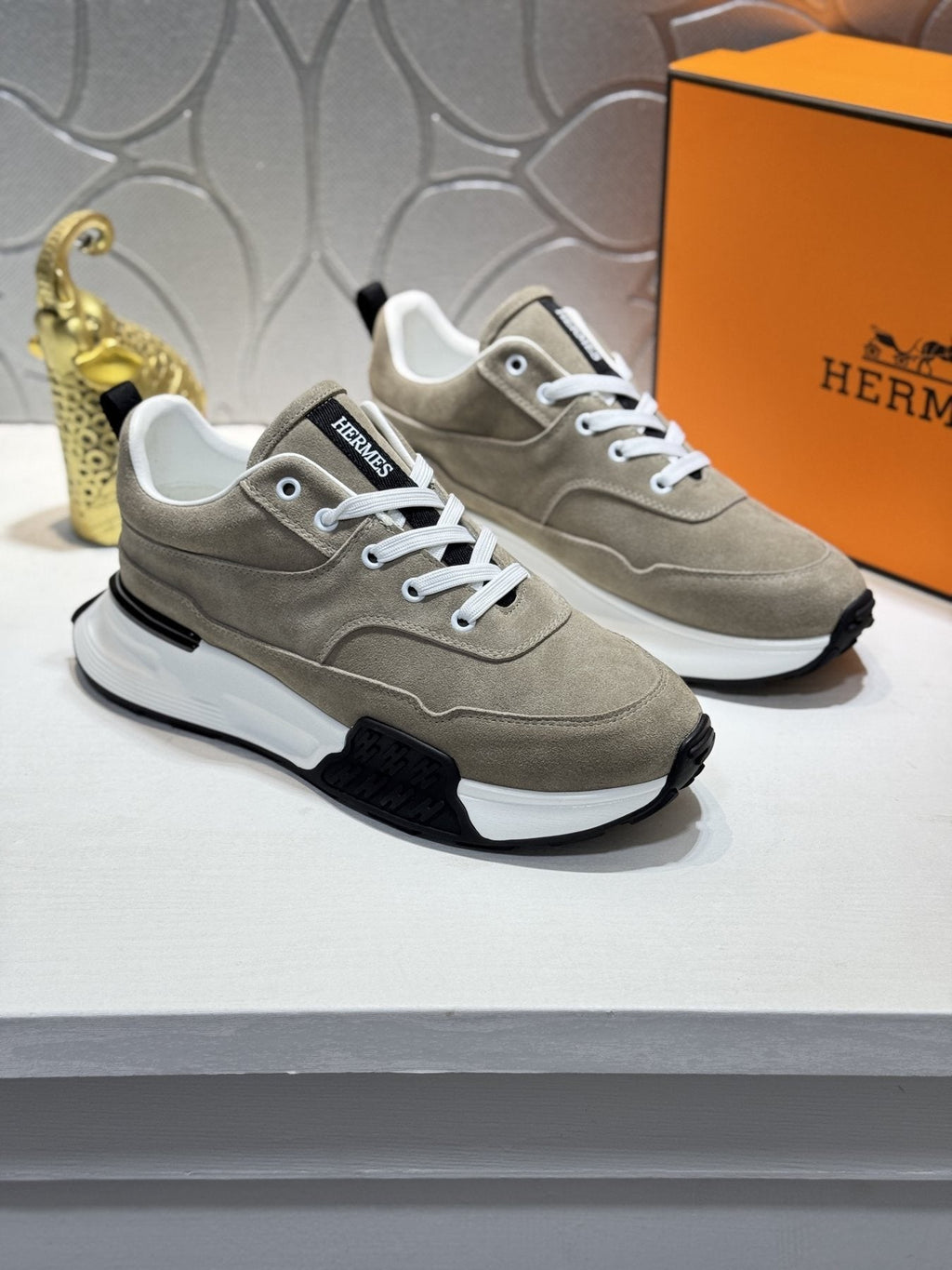 Hermès Men's Paneled Lace-Up Sneakers