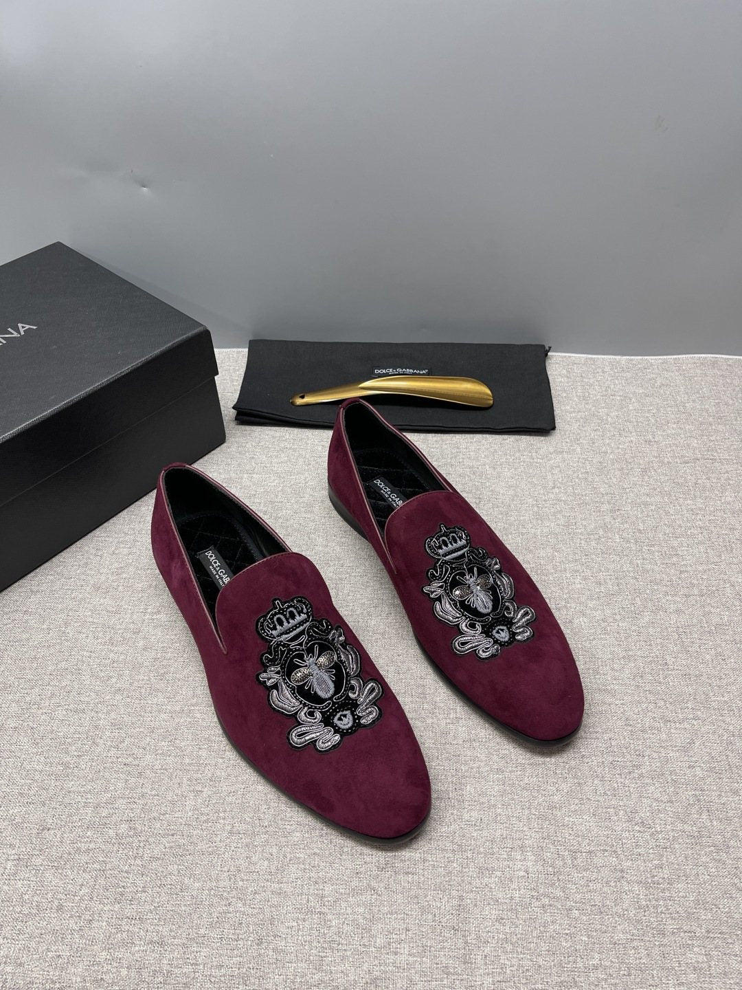 Dolce & Gabbana Men's Crown Embroidered Loafers