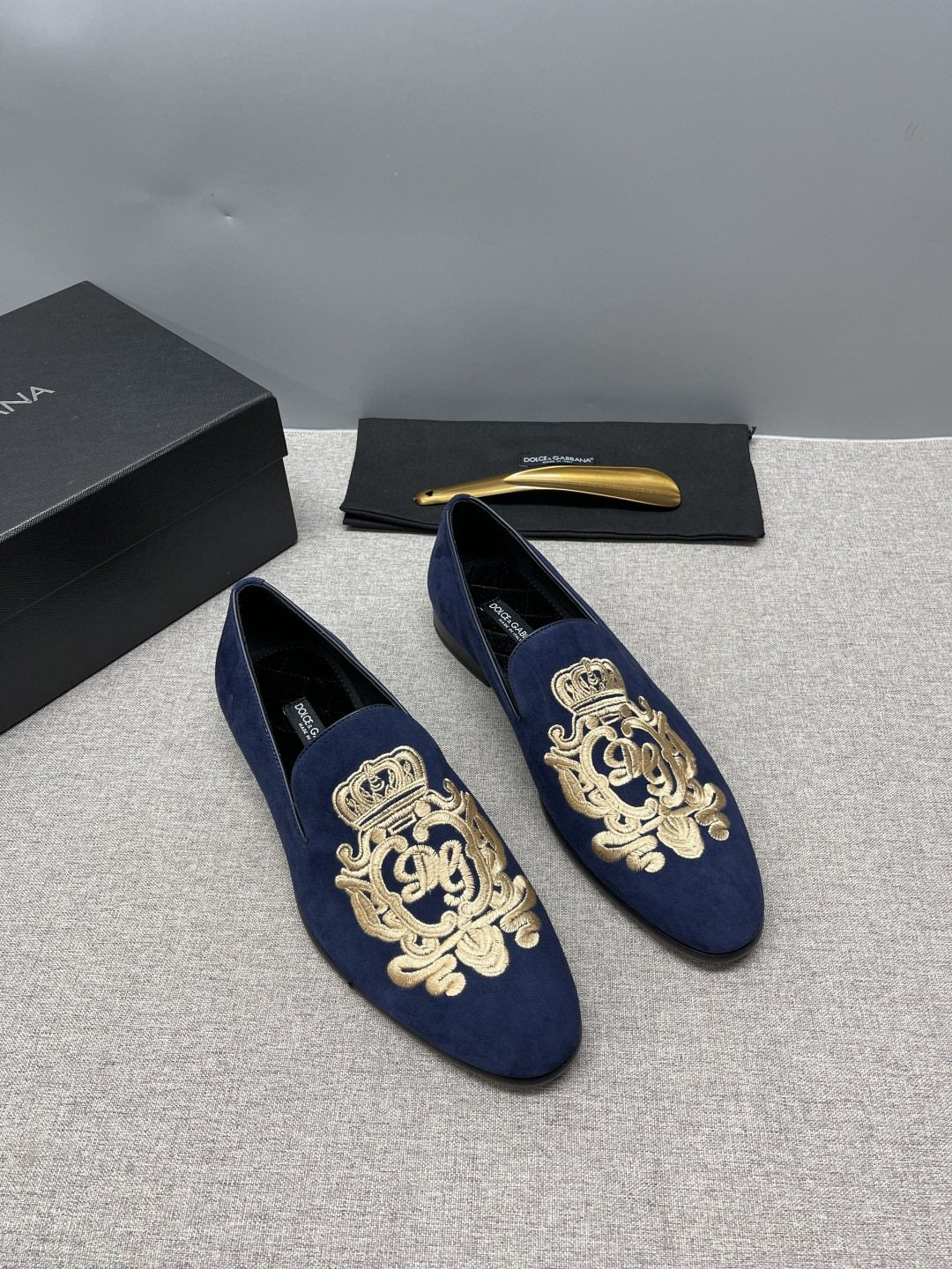 Dolce & Gabbana Men's Crown Embroidered Loafers