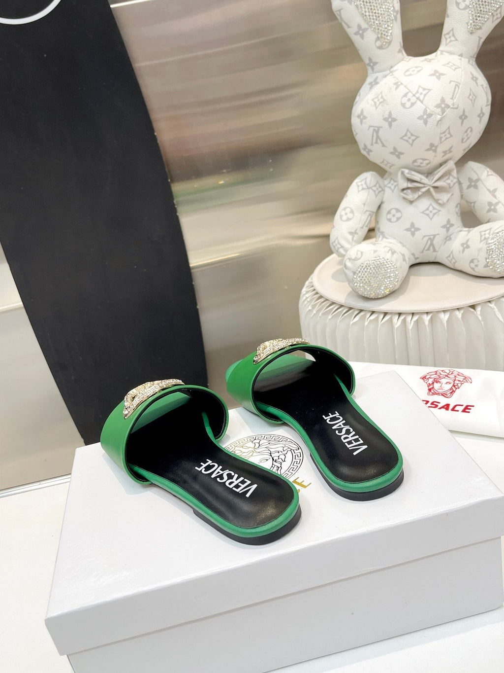 Versace Emblem Slide Sandals