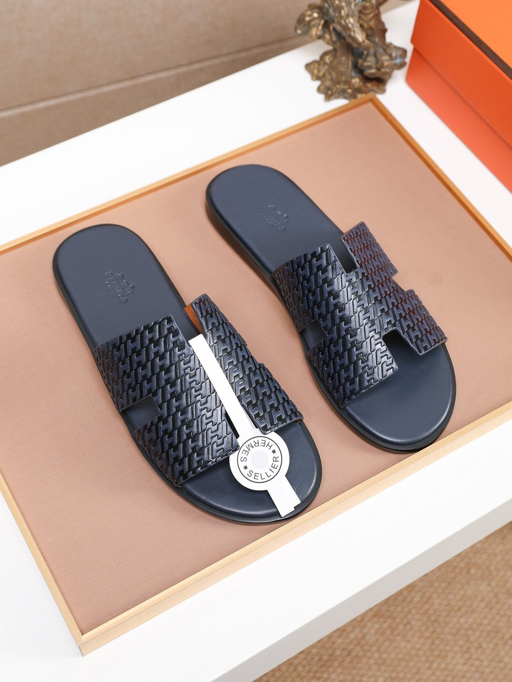 Hermès Textured H Slide Sandals