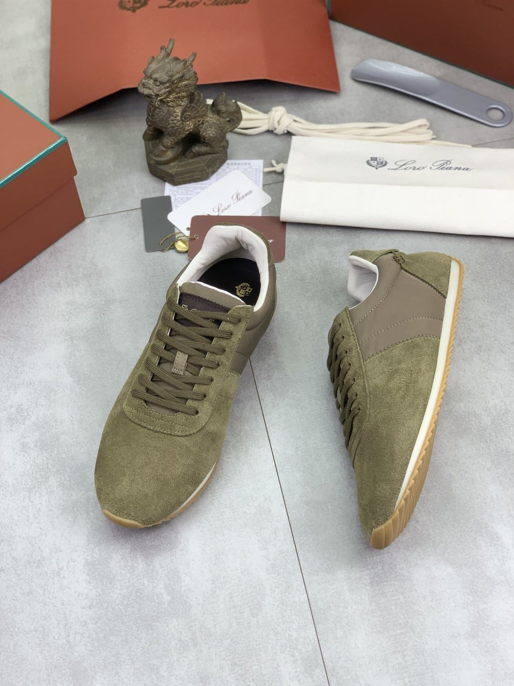 Loro Piana Contrast-Collar Low-Top Sneakers