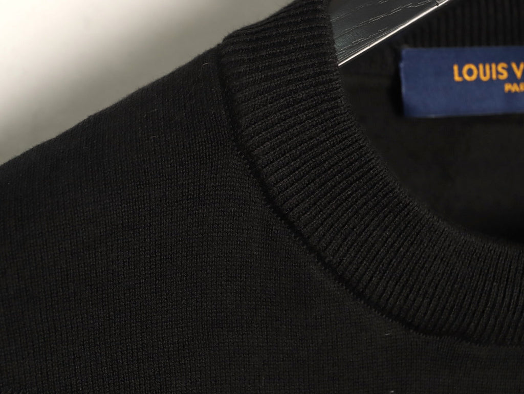 Louis Vuitton Tonal Relief-Style Crewneck Knit Sweater - Black